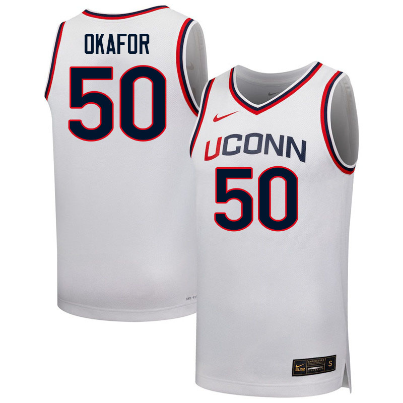 Uconn Huskies #50 Emeka Okafor College Basketball Jerseys,Uniforms-White